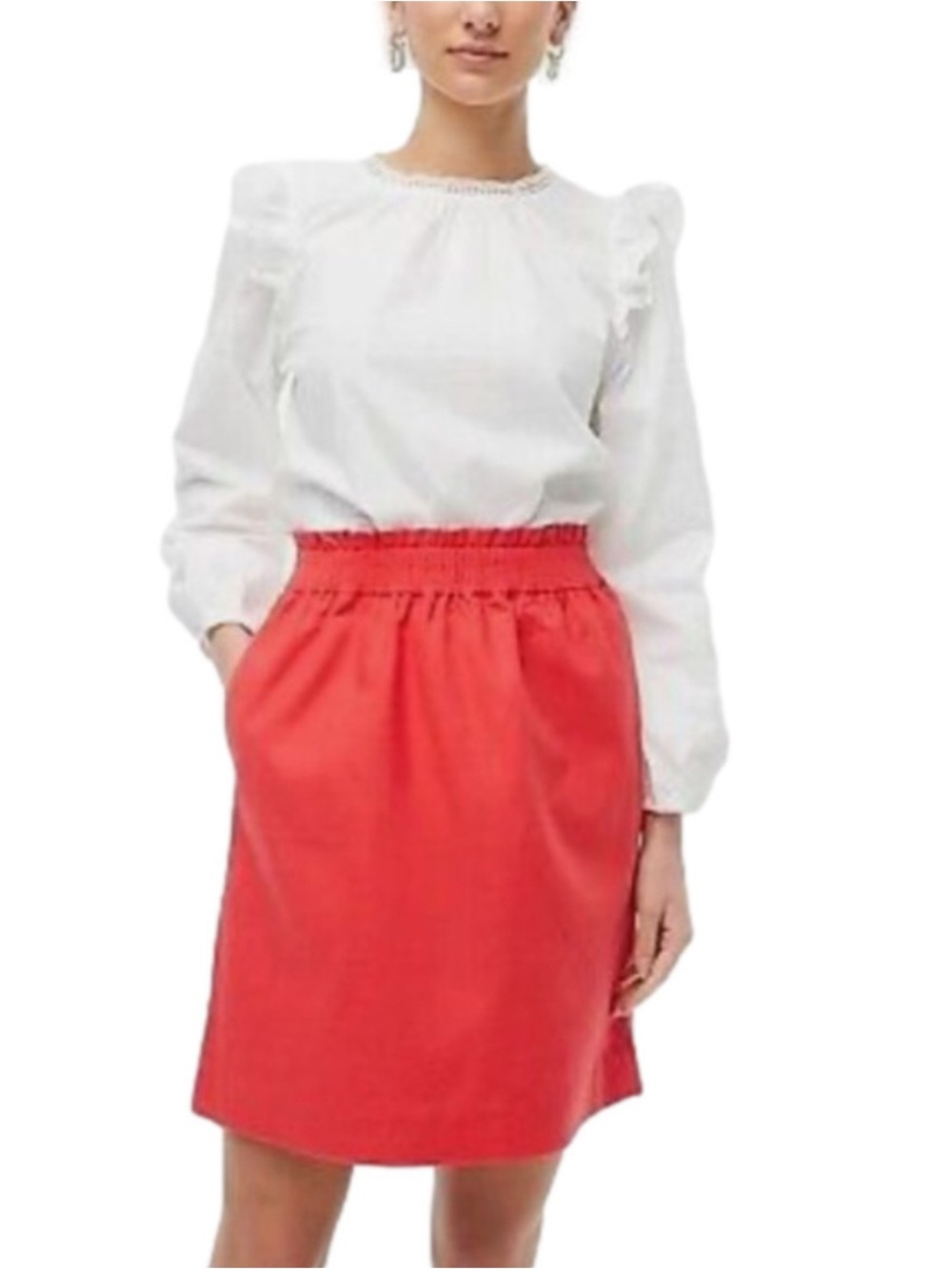 J. Crew Factory Linen City Skirt in Warm Cerise - Size 0